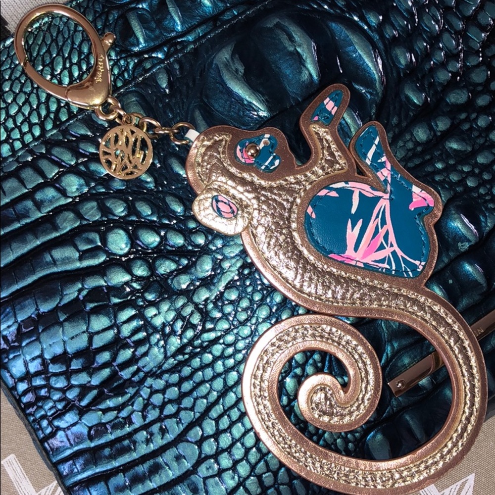 Lilly Pulitzer gold monkey leather Keychain - Picture 7 of 7
